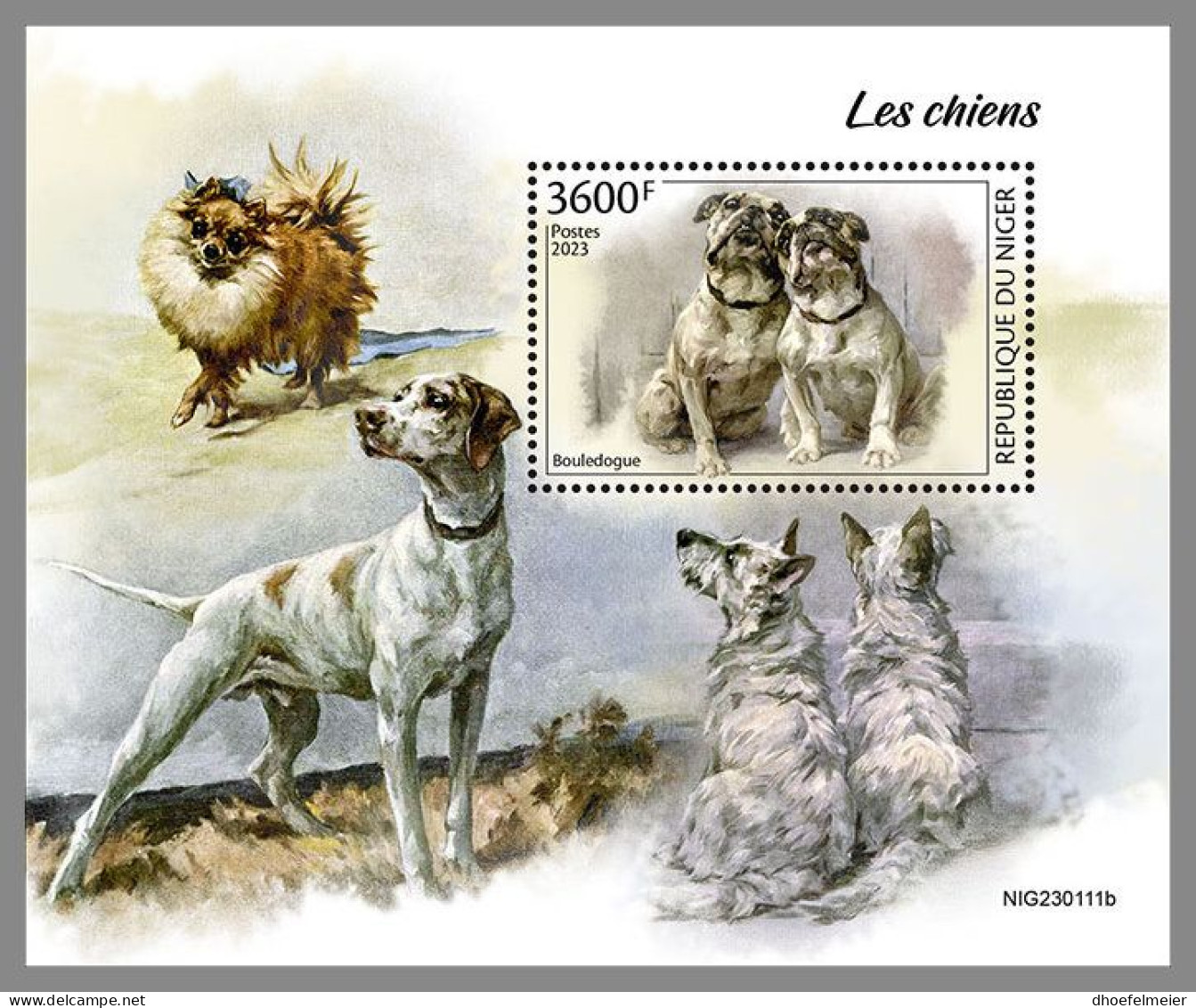 NIGER 2023 MNH Dogs Hunde S/S – IMPERFORATED – DHQ2413 - Chiens