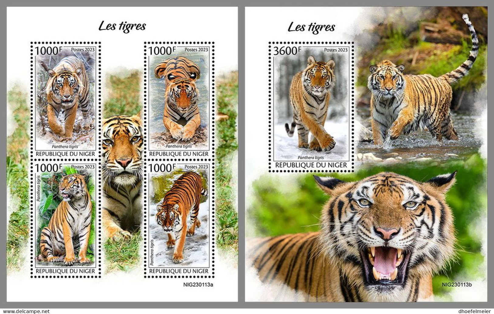 NIGER 2023 MNH Tigers Tiger M/S+S/S – IMPERFORATED – DHQ2413 - Big Cats (cats Of Prey)