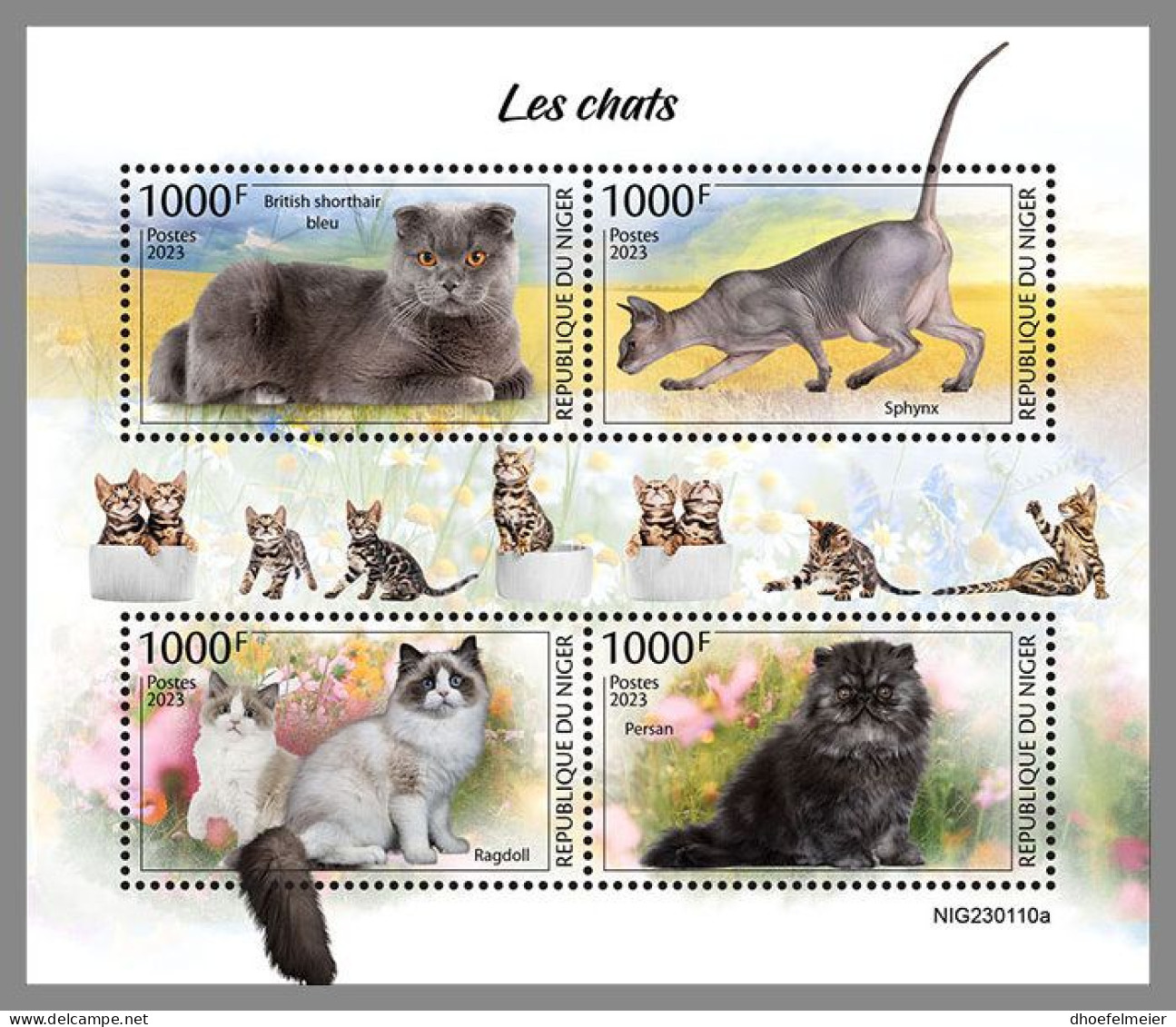 NIGER 2023 MNH Cats Katzen M/S – IMPERFORATED – DHQ2413 - Chats Domestiques