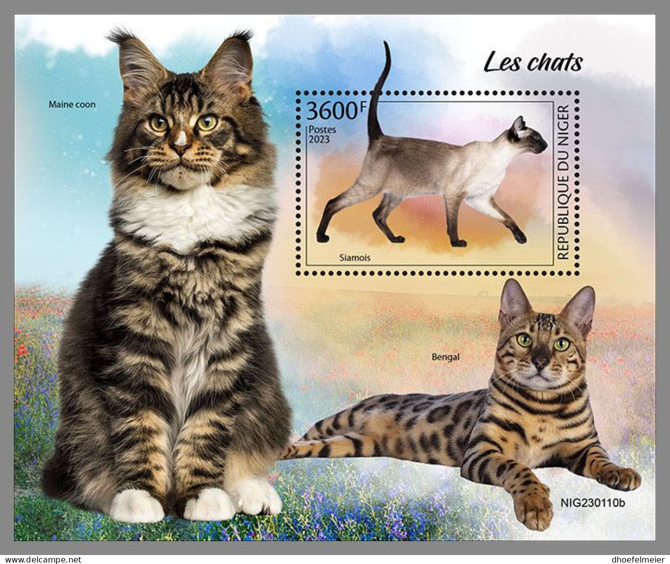 NIGER 2023 MNH Cats Katzen S/S – IMPERFORATED – DHQ2413 - Domestic Cats