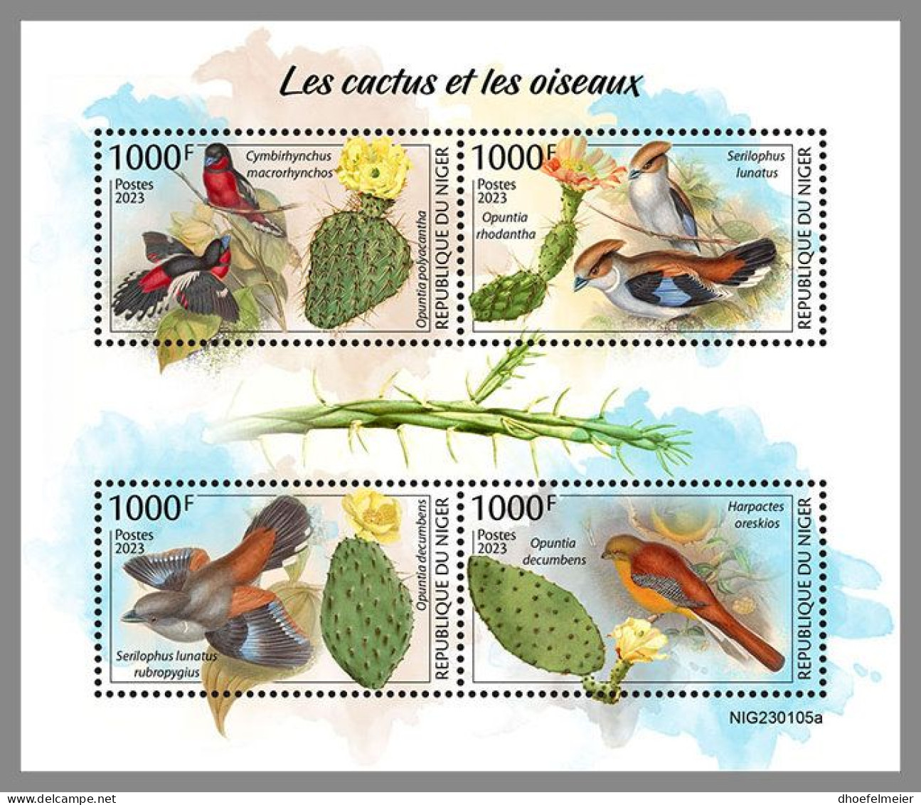 NIGER 2023 MNH Cactus & Birds Kakteen & Vögel M/S – IMPERFORATED – DHQ2413 - Cactussen