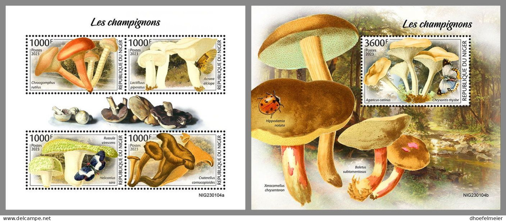 NIGER 2023 MNH Mushrooms Pilze M/S+S/S – IMPERFORATED – DHQ2413 - Mushrooms