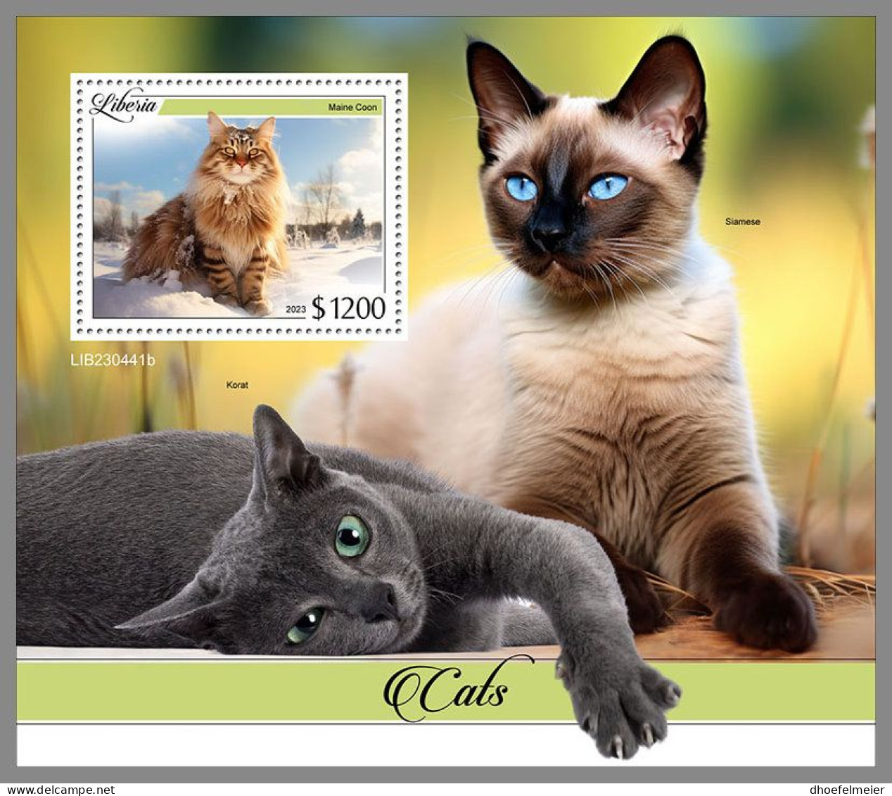 LIBERIA 2023 MNH Cats Katzen S/S – IMPERFORATED – DHQ2413 - Chats Domestiques
