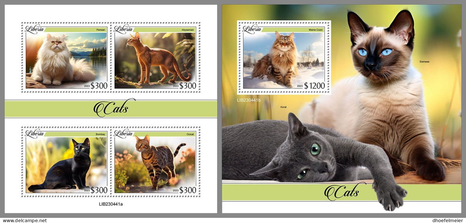 LIBERIA 2023 MNH Cats Katzen M/S+S/S – IMPERFORATED – DHQ2413 - Chats Domestiques