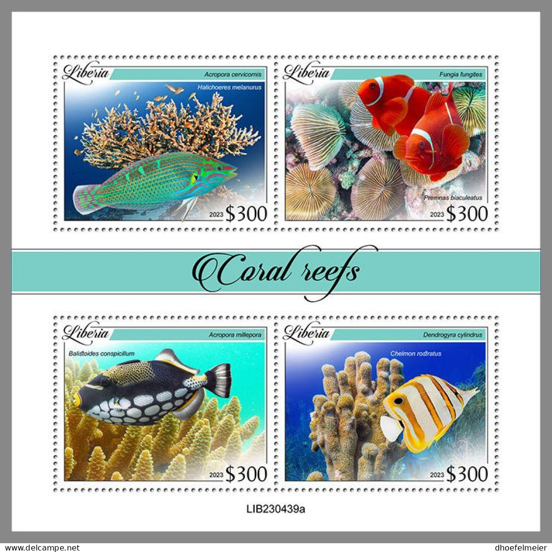 LIBERIA 2023 MNH Coral Reefs Korallenriffe M/S – IMPERFORATED – DHQ2413 - Osterholz-Schambeck