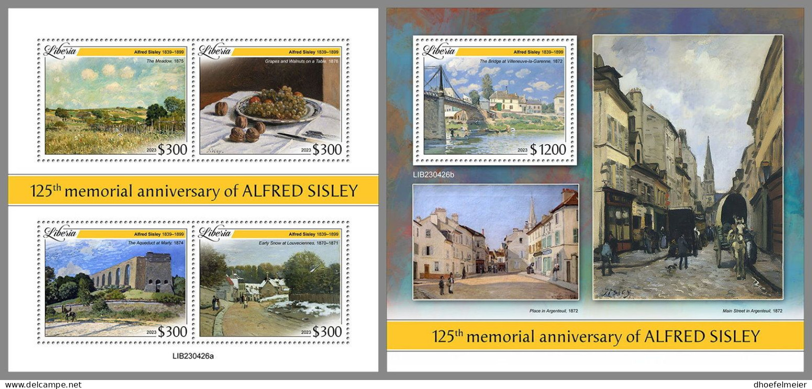 LIBERIA 2023 MNH Alfred Sisley Paintings Gemälde M/S+S/S – IMPERFORATED – DHQ2413 - Autres & Non Classés