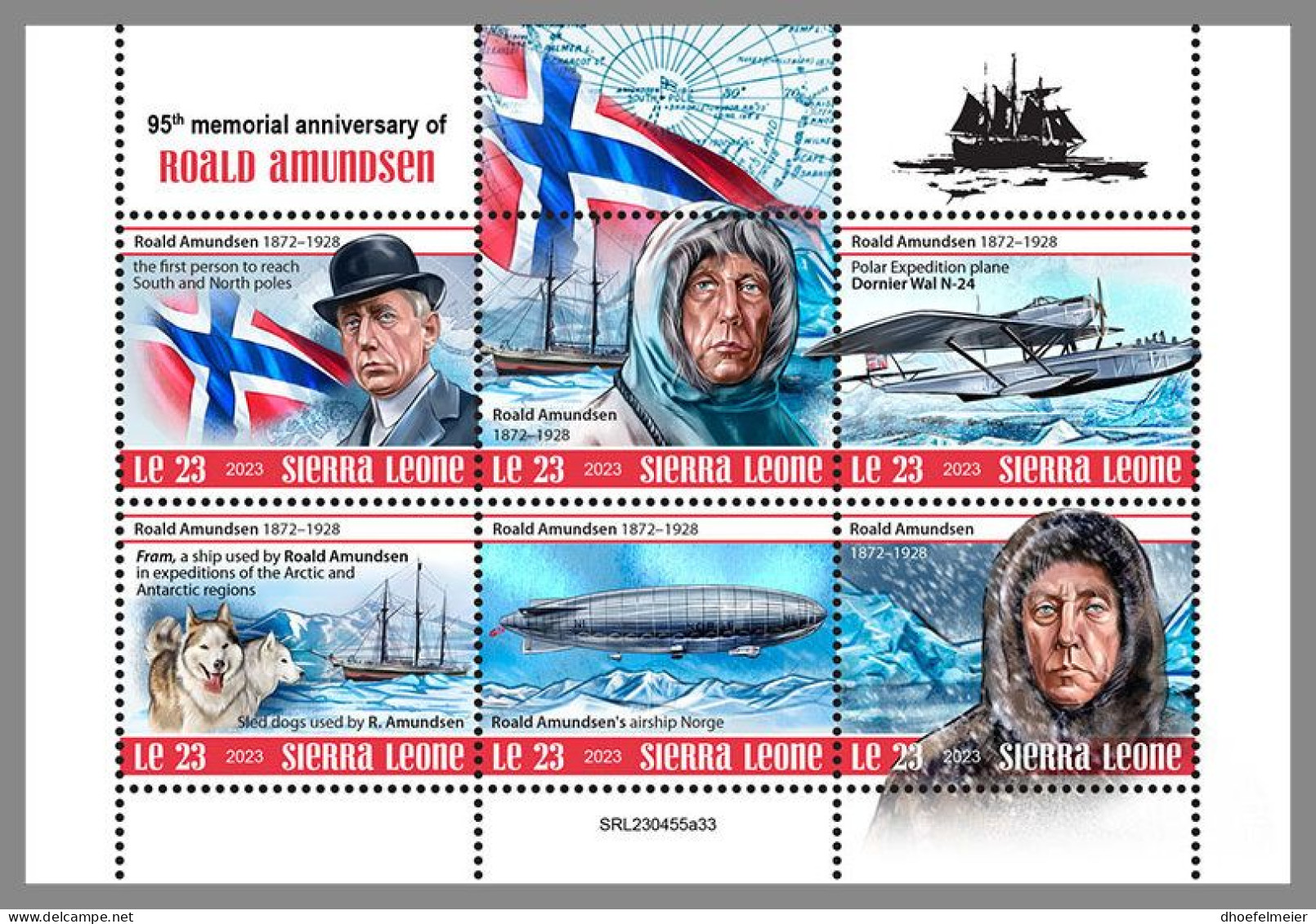 SIERRA LEONE 2023 MNH Roald Amundsen Explorer Polarforscher M/S – IMPERFORATED – DHQ2413 - Polarforscher & Promis