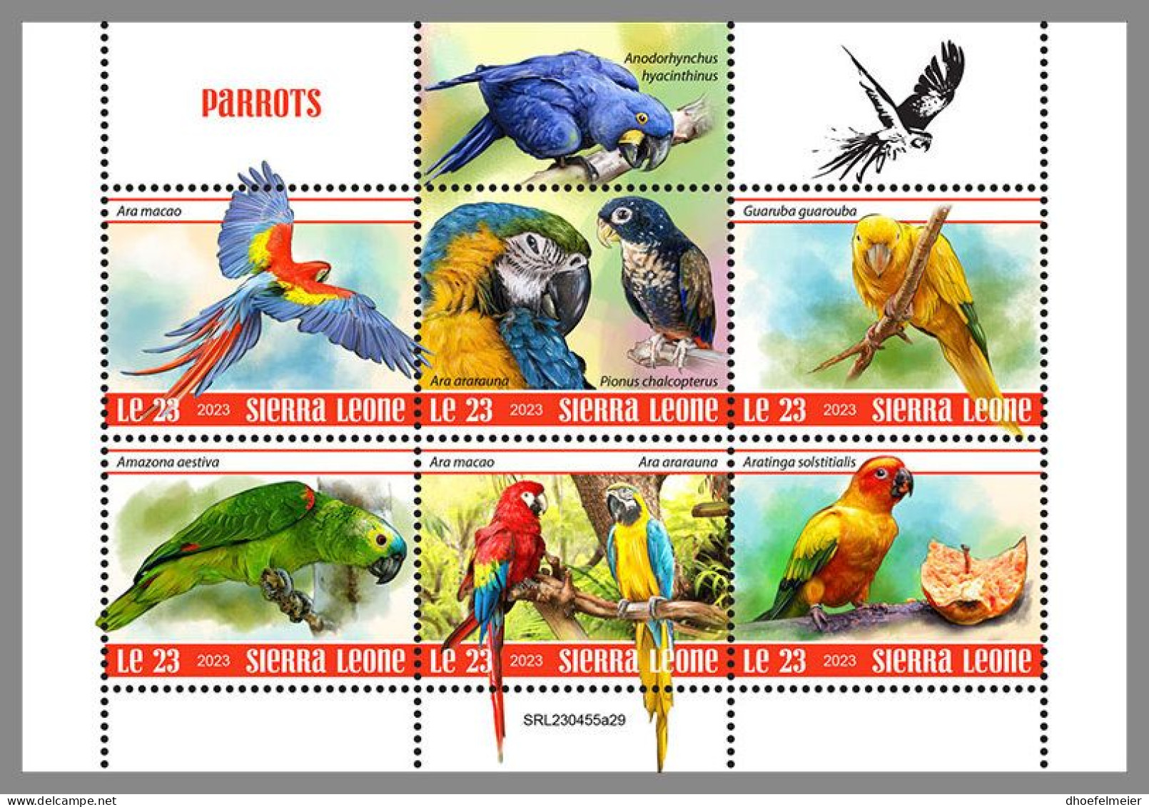 SIERRA LEONE 2023 MNH Parrots Papageien M/S – IMPERFORATED – DHQ2413 - Papagayos