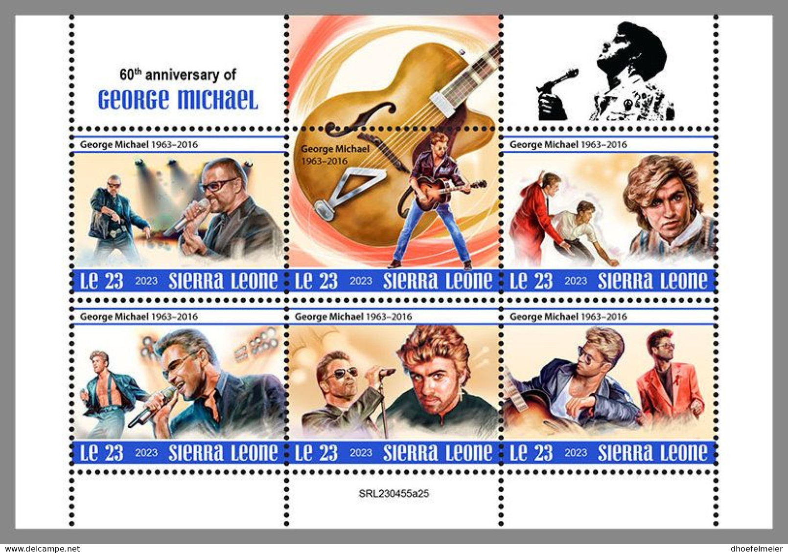 SIERRA LEONE 2023 MNH George Michael Music M/S – IMPERFORATED – DHQ2413 - Musique