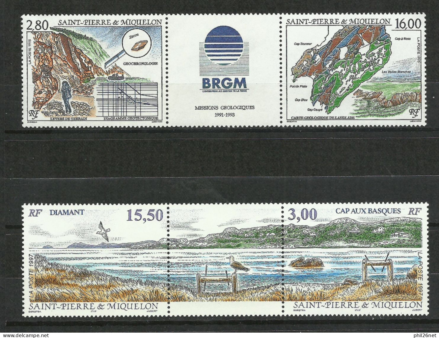Saint Pierre Et Miquelon SPM  Bandes N° 619A Et 654A  BRGM Et Cap Aux Basques  Neufs * * B/TB Voir Scans Soldé ! ! ! - Unused Stamps