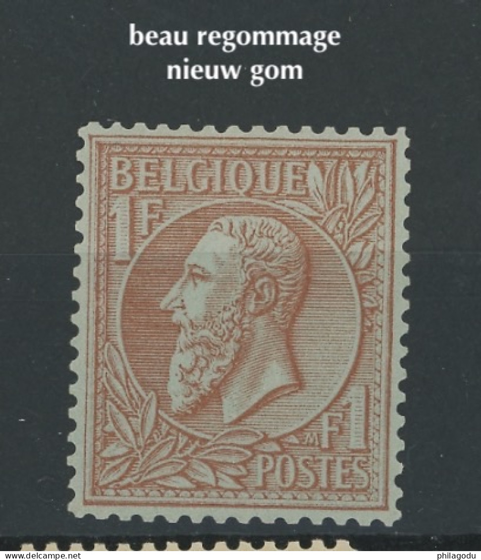 51 Neuf 1 Fr.  Joliment Regommé. .    Cote * 1080-€. Nachgummiert Centrage PARFAIT - 1884-1891 Léopold II