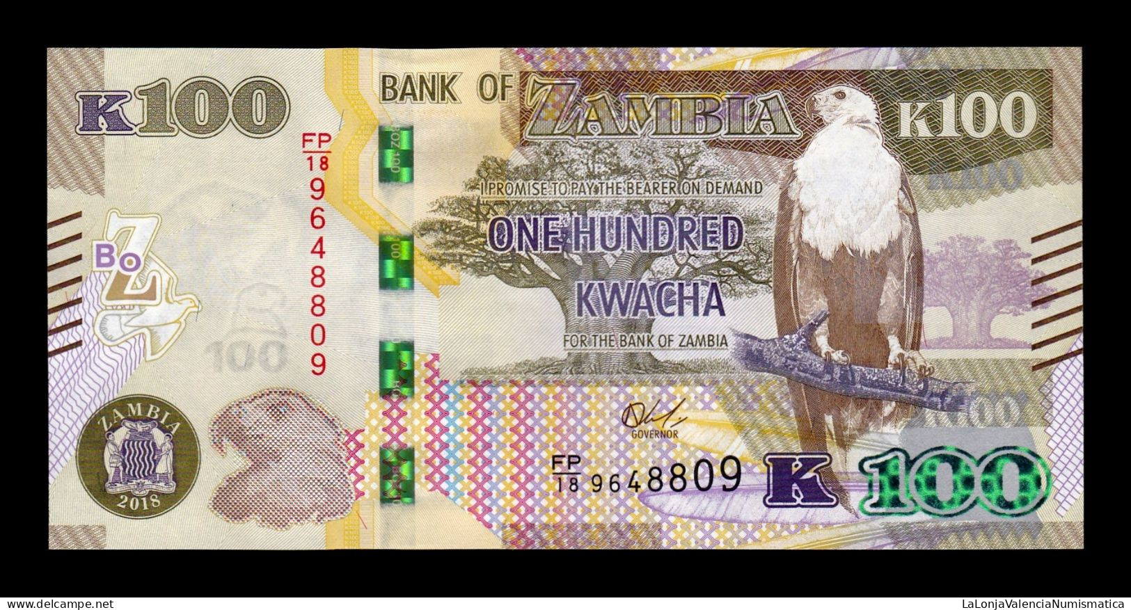 Zambia 100 Kwachas 2018 Pick 61b Sc Unc - Zambie