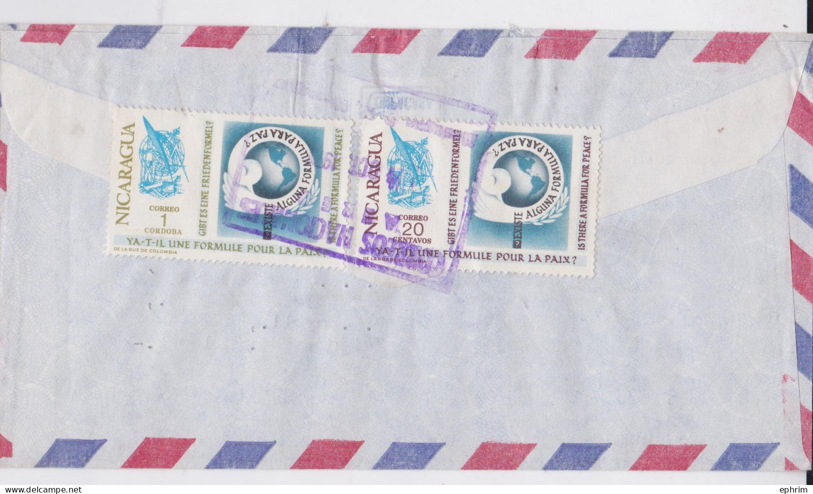 Nicaragua Managua Lettre Timbre Mathématiques Stamp X2 Air Mail Cover Sello Correo Aereo - Nicaragua