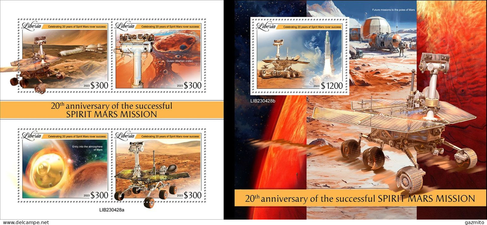 Liberia 2023, Space, Mars Exploration, 4val In BF +BF - Afrika