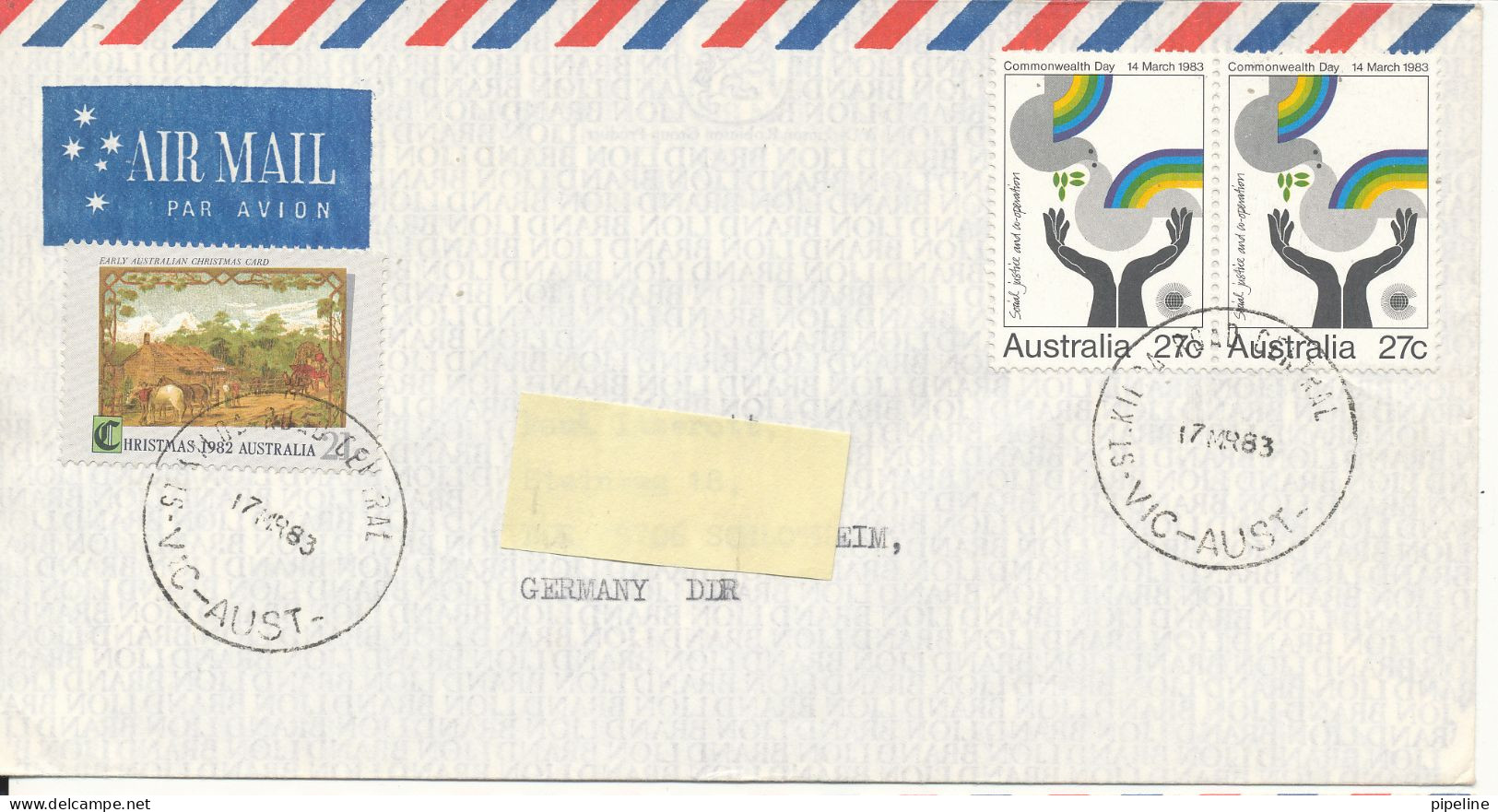 Australia Air Mail Cover Sent To Germany DDR 17-3-1983 Topic Stamps - Brieven En Documenten