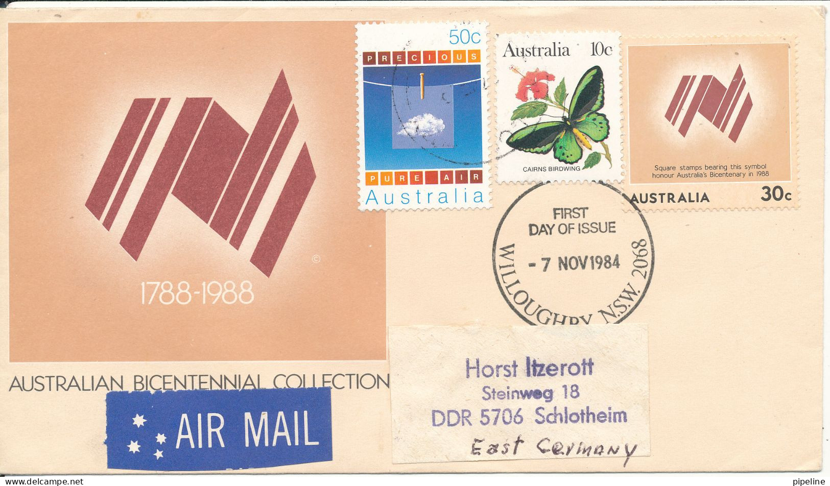 Australia FDC 7-11-1984 Uprated And Sent To Germany DDR Topic Stamps - Omslagen Van Eerste Dagen (FDC)