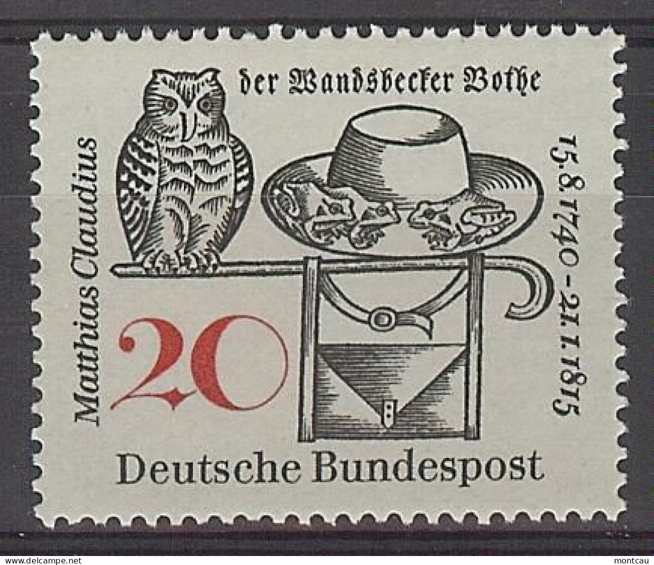 Germany 1965. Matthias Claudius M=462 Y=329  (**) - Unused Stamps