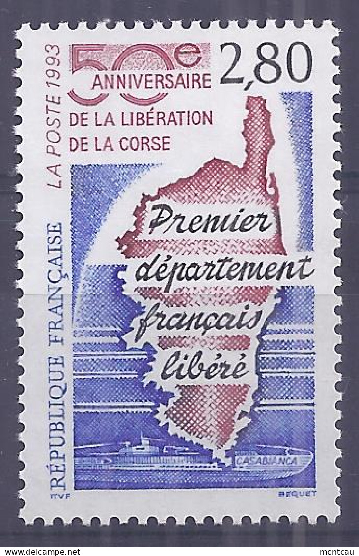 Francia 1993. YT = 2829 -  (**). Liberación De Córcega - Ongebruikt