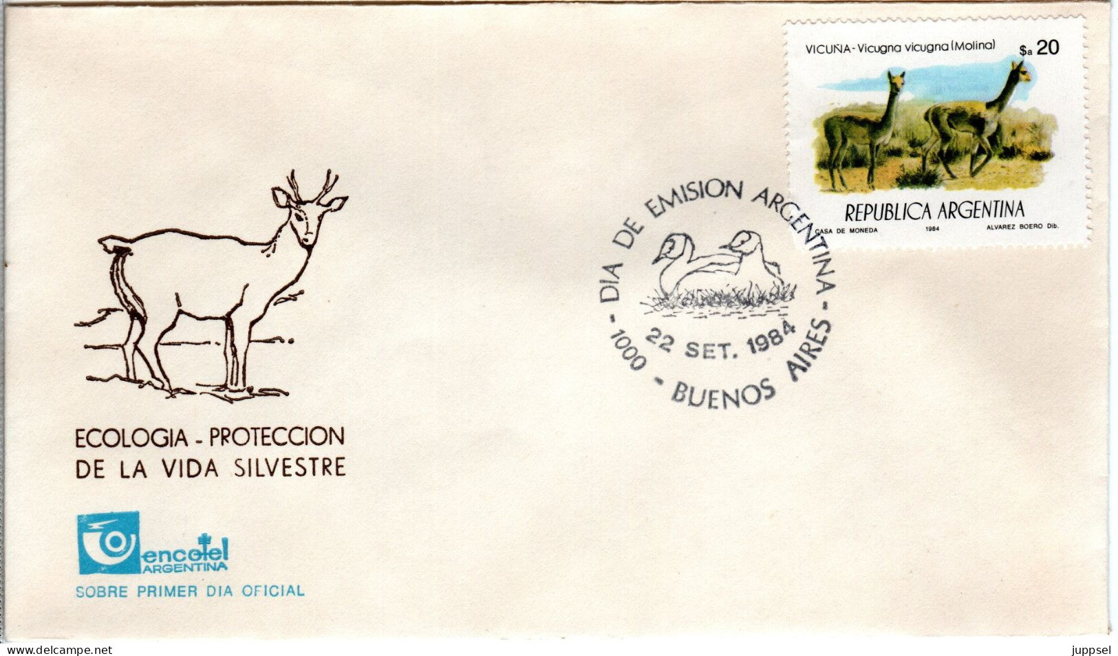 ARGENTINA   FDC  Vicuna   /   ARGENTINE  Lettre De Première Jour, Vicuna     1984 - Game