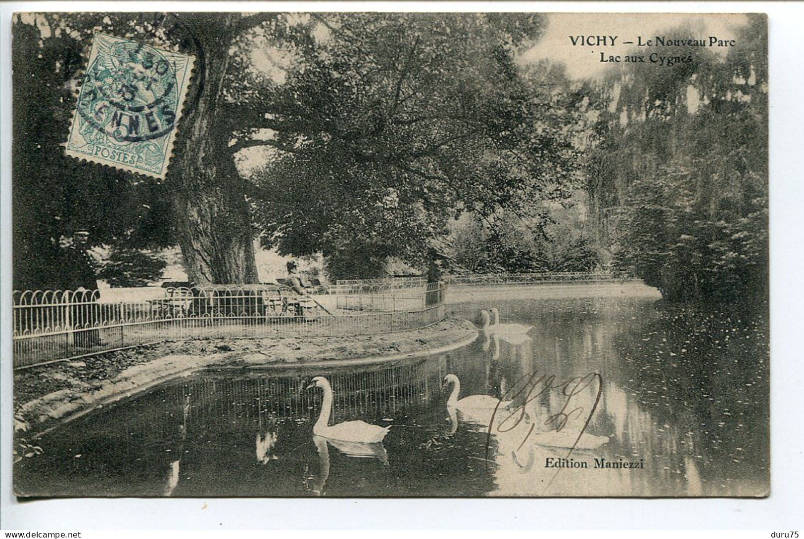 CPA Voyagé 1906 * VICHY Le Nouveau Parc Lac Aux Cygnes * Edition Maniezzi - Vichy