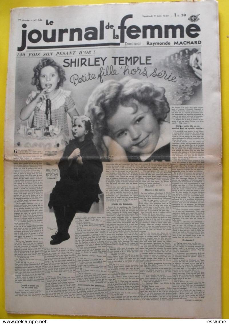 6 N° De Le Journal De La Femme De 1939. Revue Féminine. Défense Passive Shirley Temple Maryse Hilsz Bastié Lion Goutte - 1900 - 1949