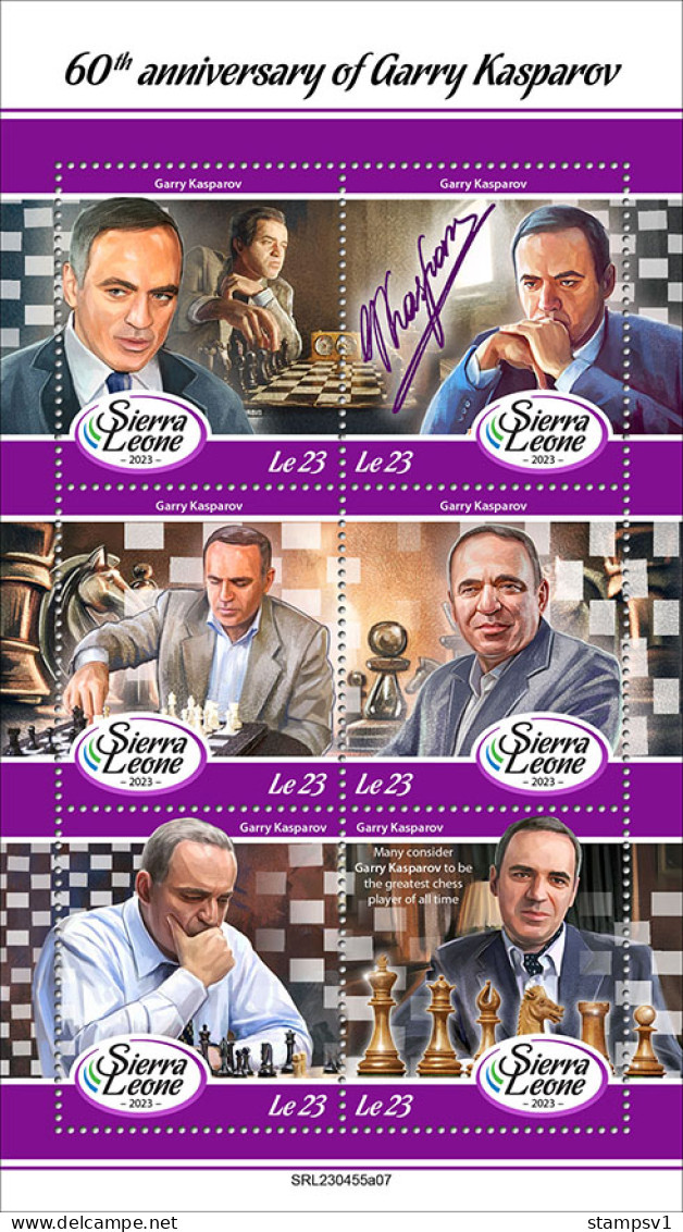 Sierra Leone  2023 60th Anniversary Of Garry Kasparov. (445a07) OFFICIAL ISSUE - Scacchi