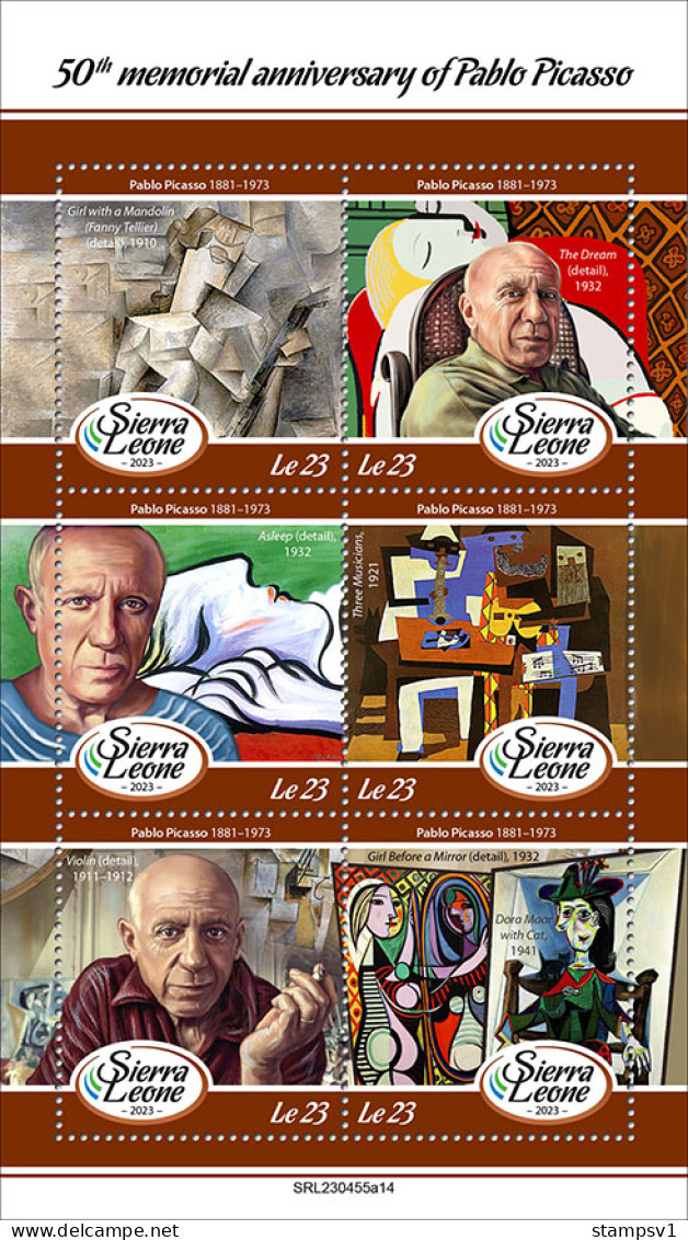 Sierra Leone  2023 50th Memorial Anniversary Of Pablo Picasso. (445a14) OFFICIAL ISSUE - Picasso