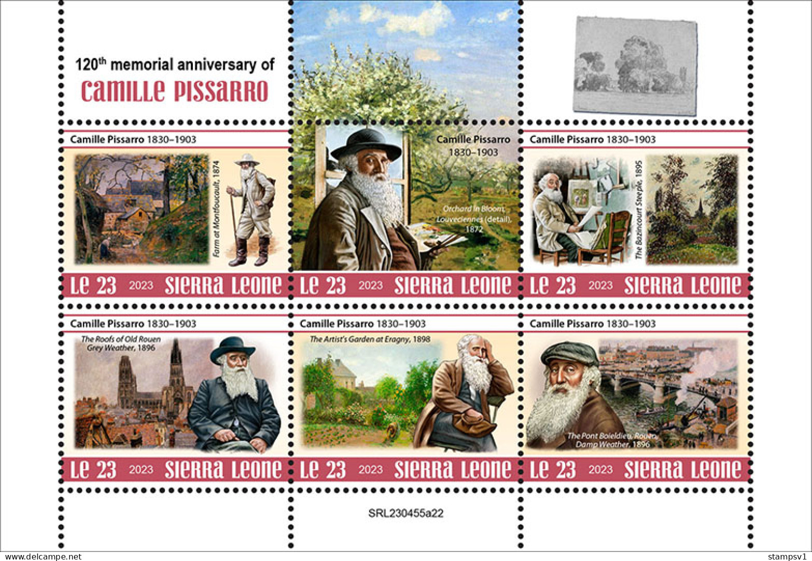 Sierra Leone  2023 120th Memorial Anniversary Of Camille Pissarro. (445a22) OFFICIAL ISSUE - Impressionisme