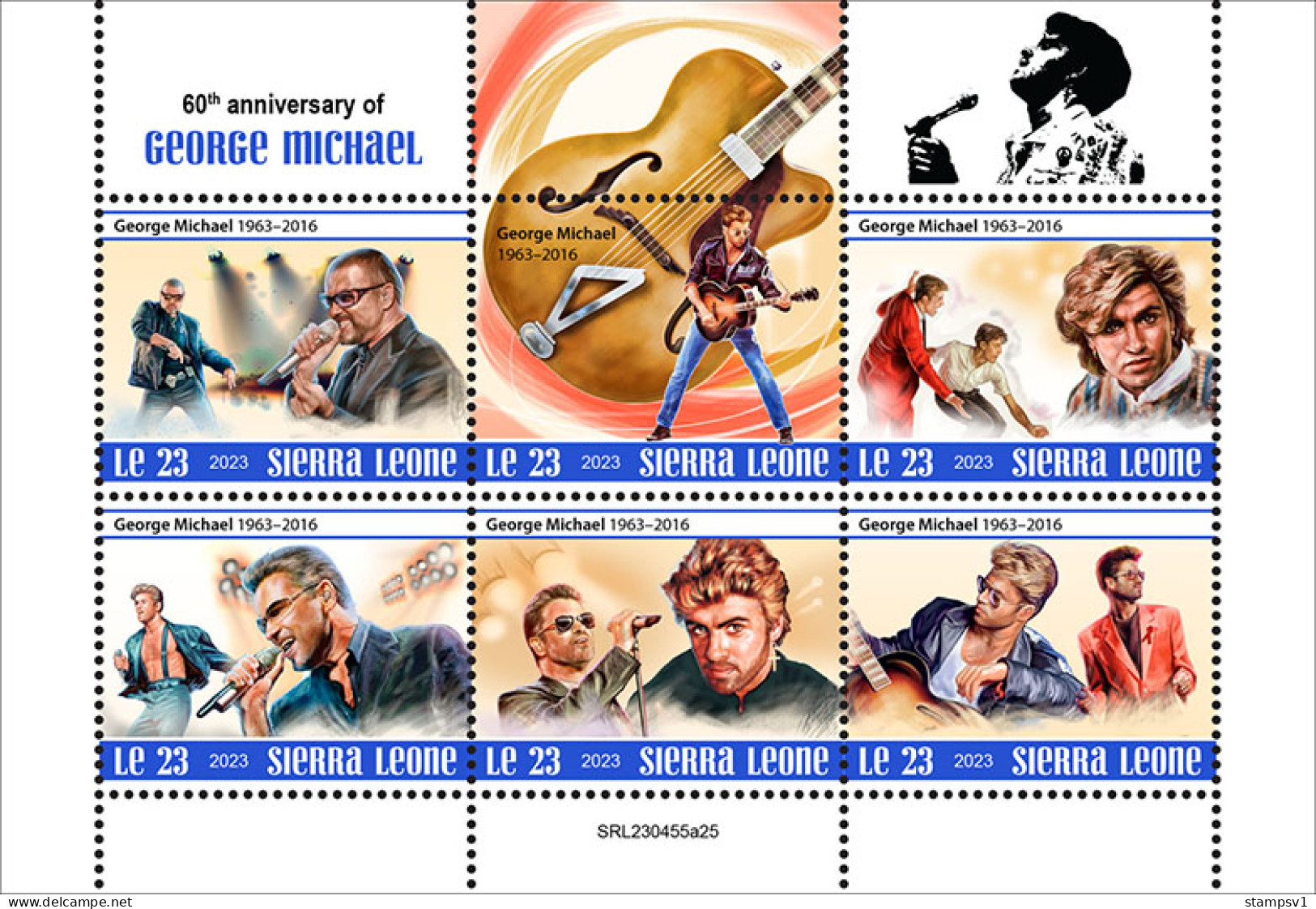 Sierra Leone  2023 60th Anniversary Of George Michael. (445a25) OFFICIAL ISSUE - Musik