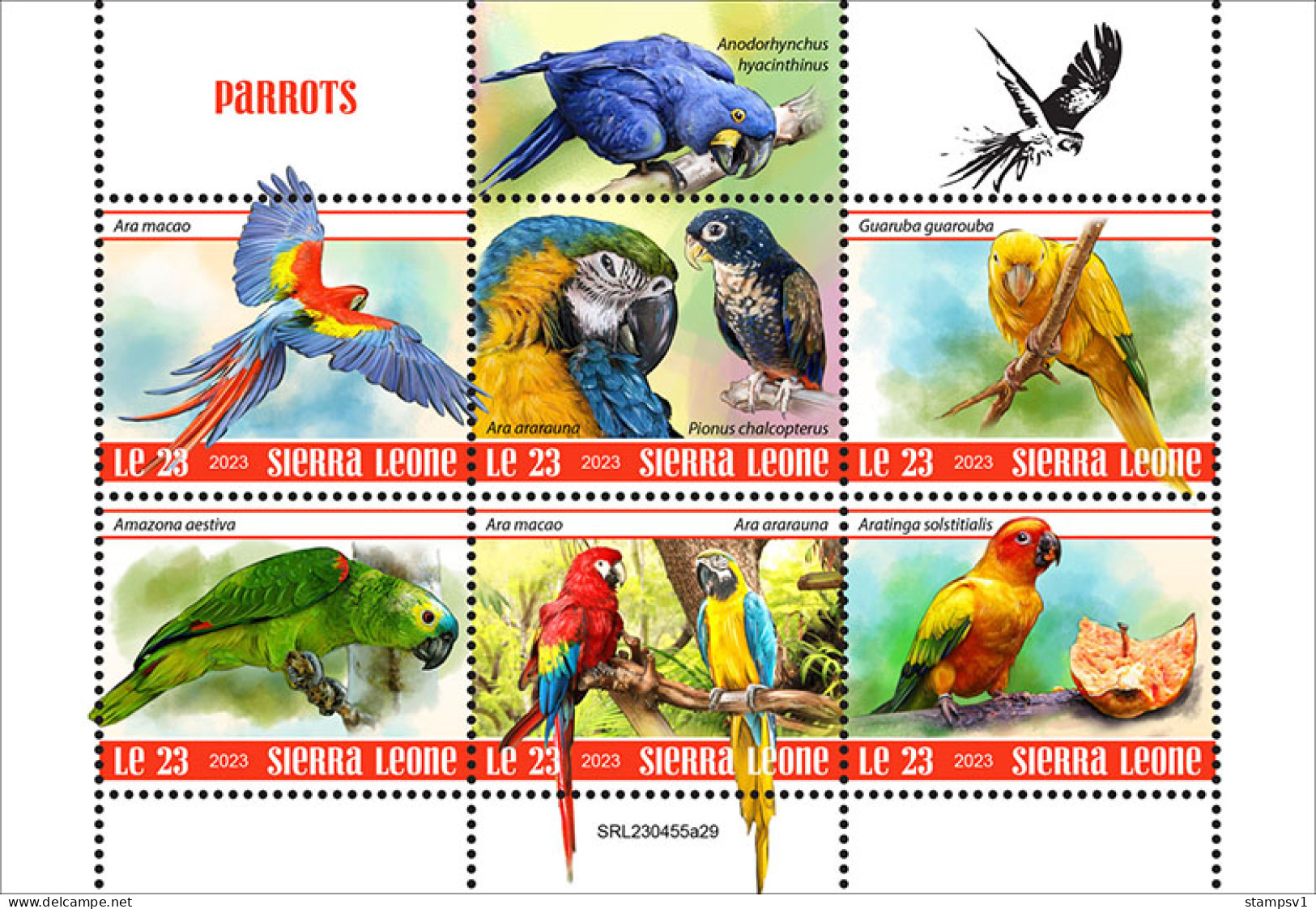 Sierra Leone  2023 Parrots. (445a29) OFFICIAL ISSUE - Papegaaien, Parkieten