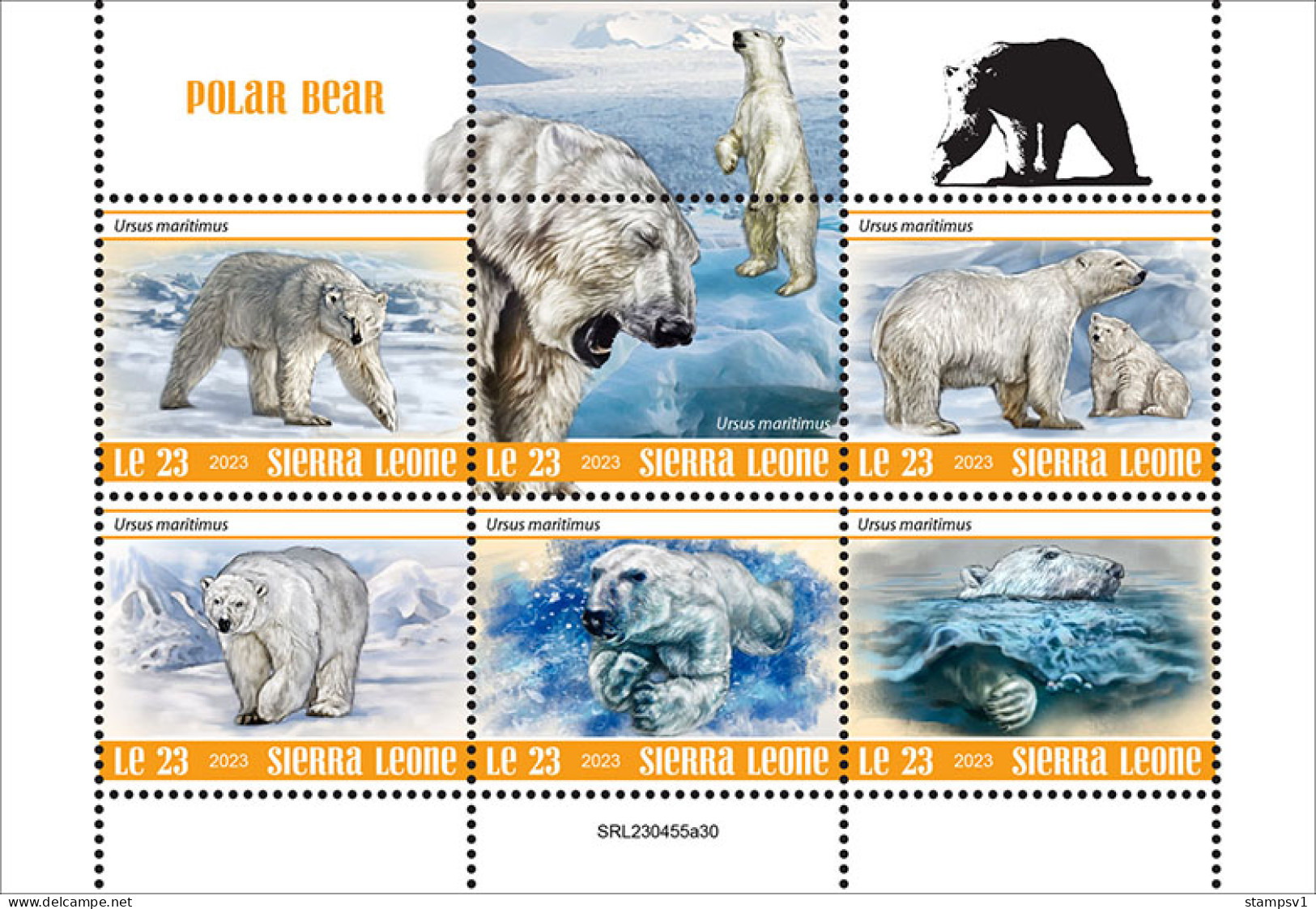 Sierra Leone  2023 Polar Bear. (445a30) OFFICIAL ISSUE - Osos