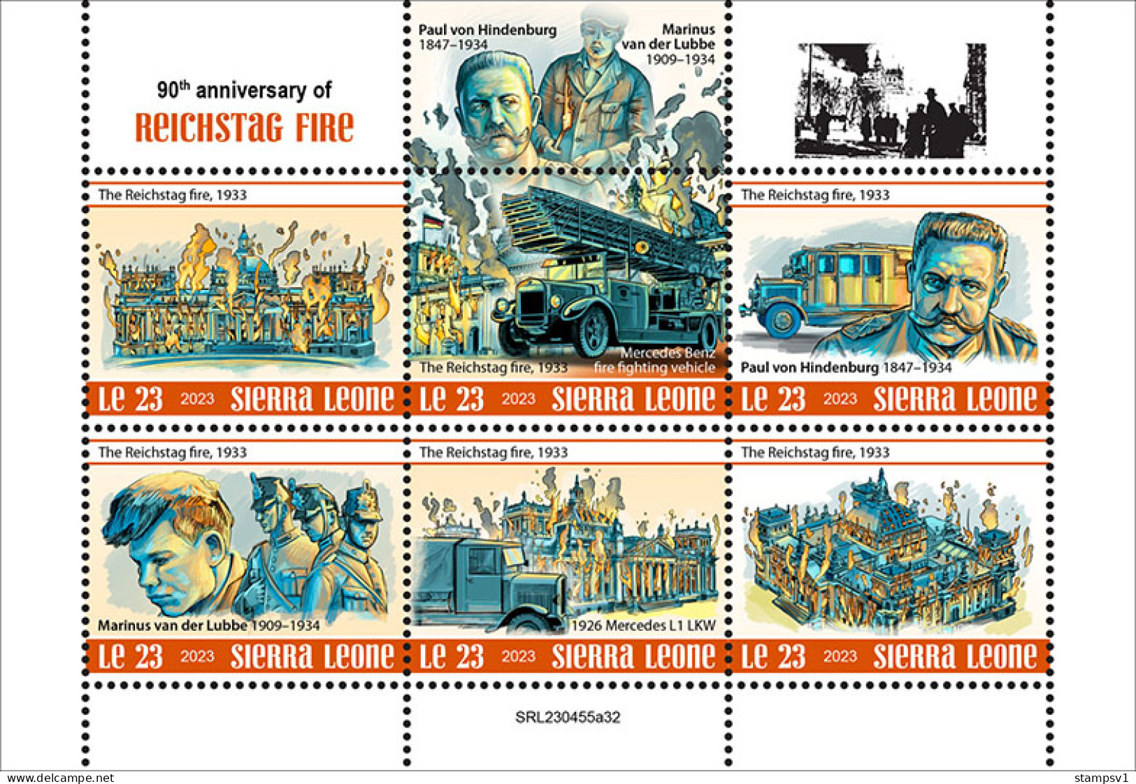 Sierra Leone  2023 90th Anniversary Of Reichstag Fire. (445a32) OFFICIAL ISSUE - Sonstige & Ohne Zuordnung