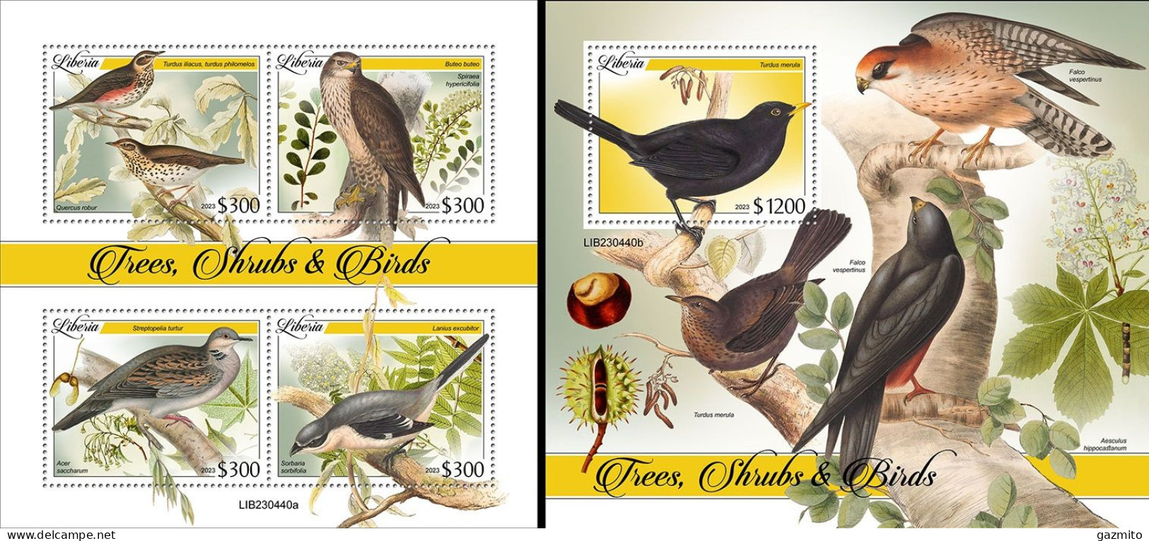 Liberia 2023, Animals, Trees And Birds, 4val In BF +BF - Songbirds & Tree Dwellers