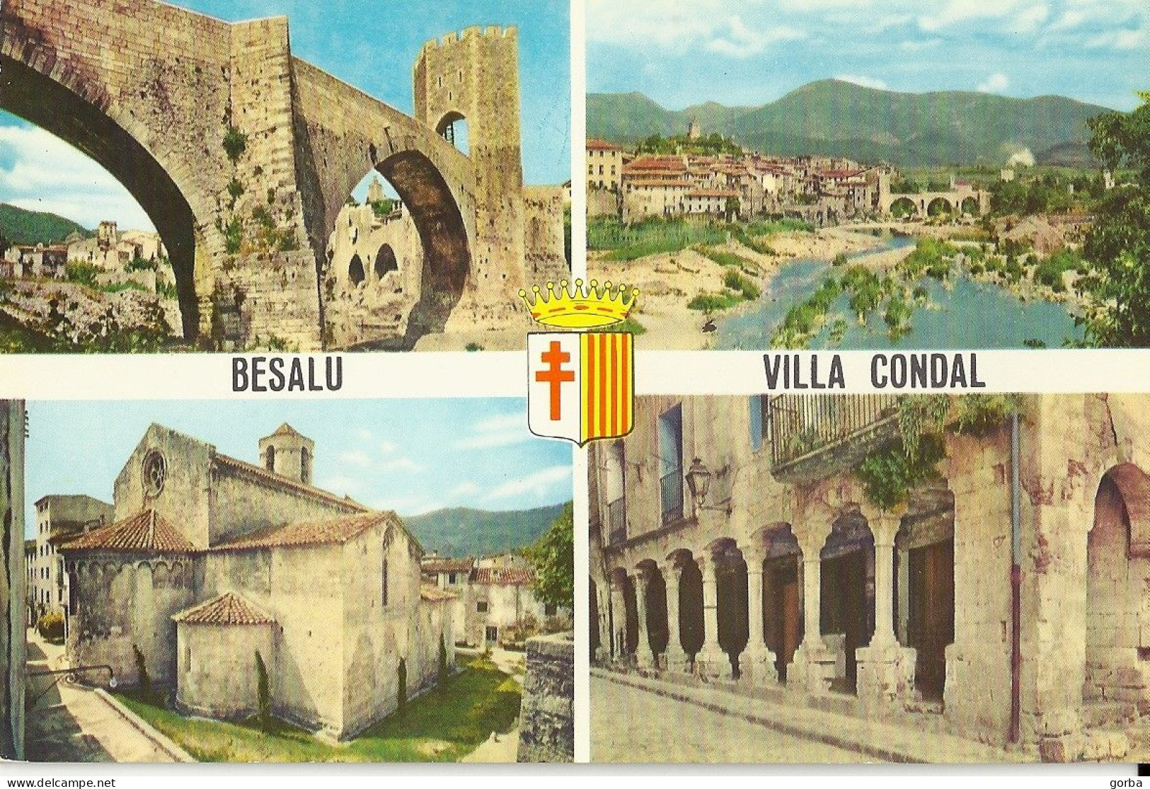 *CPM -  ESPAGNE - CATALOGNE - BESALU - VILLA CONDAL - Multivues - Blason - Gerona