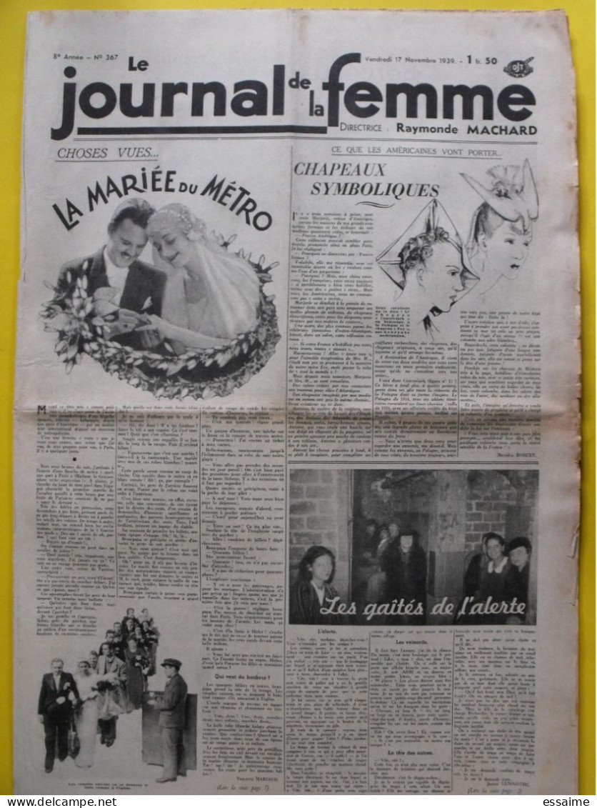 3 N° De Le Journal De La Femme De 1939. Revue Féminine. Guerre Sous-marin - 1900 - 1949