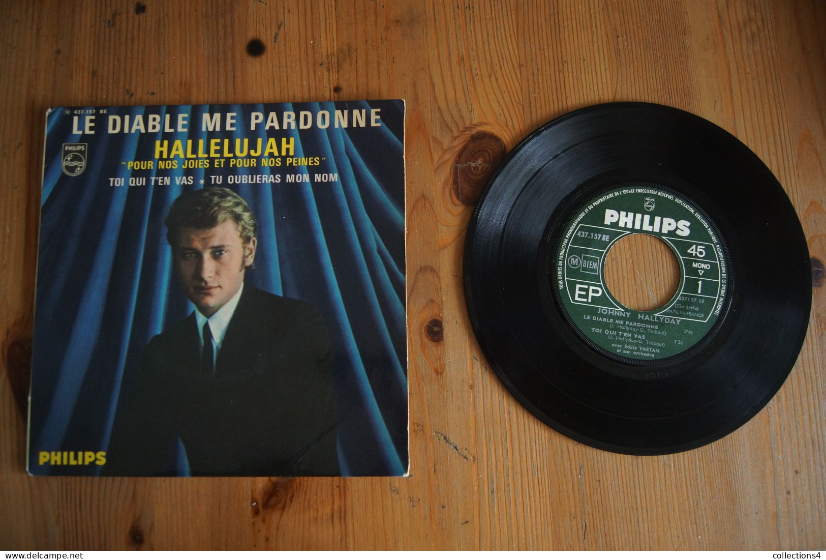 JOHNNY HALLYDAY  LE DIABLE ME PARDONNE EP 1965 VARIANTE - 45 Rpm - Maxi-Single