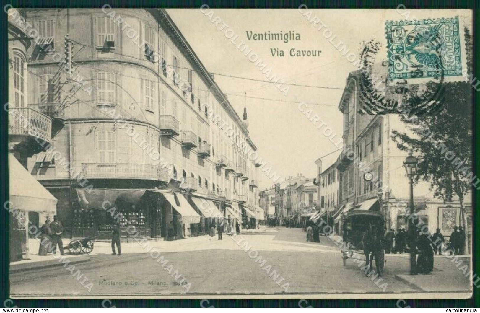 Imperia Ventimiglia Via Cavour Carrozza Cartolina MT3727 - Imperia
