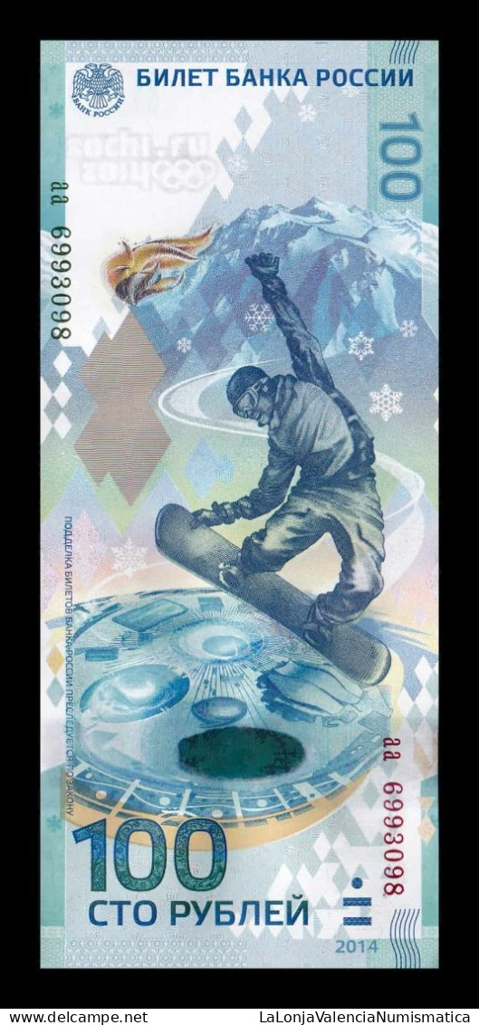 Rusia Russia 100 Rubles Commemorative Sochi 2014 Pick 274b Serie Aa Hybrid Sc Unc - Russie