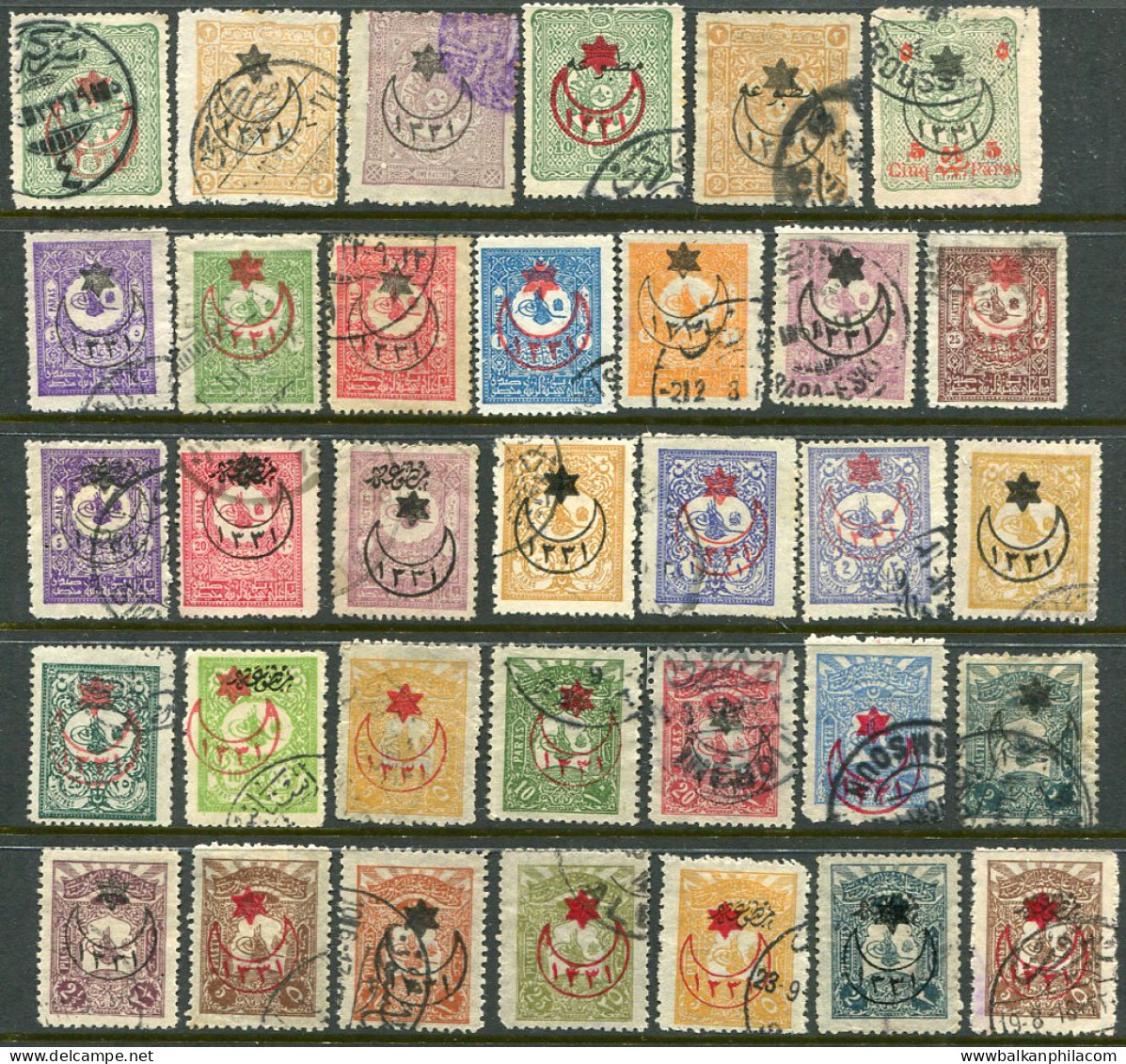 1915 Turkey War Overprint Used Set Of 69 - Unused Stamps