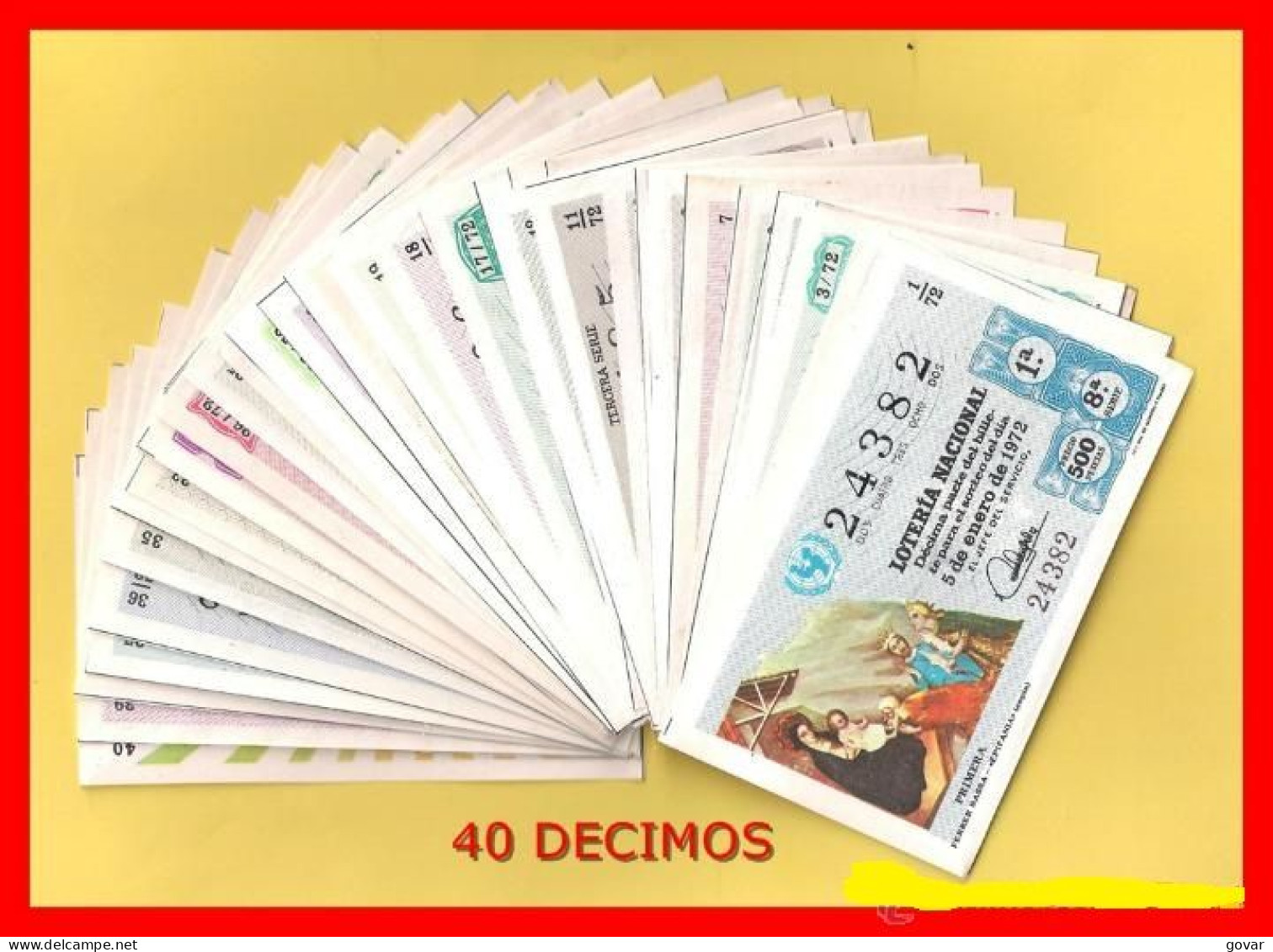 AÑO 1972 COMPLETO LOTERÍA NACIONAL ESPAÑA, SÁBADOS, TODOS LOS DECIMOS DEL AÑO - Lotterielose