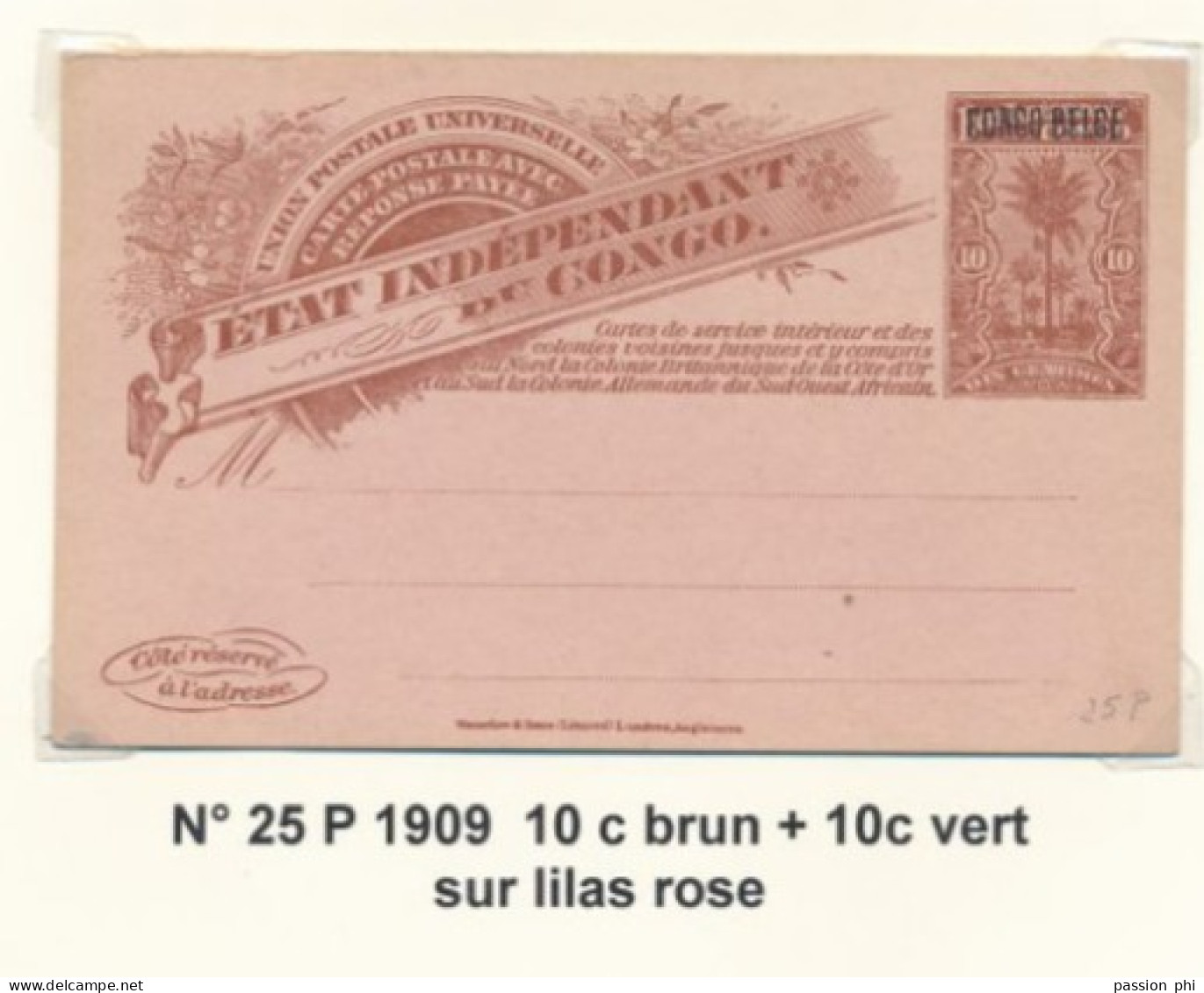 ZAC BELGIAN CONGO SBEP 25P "PRINCES" UNUSED - Stamped Stationery