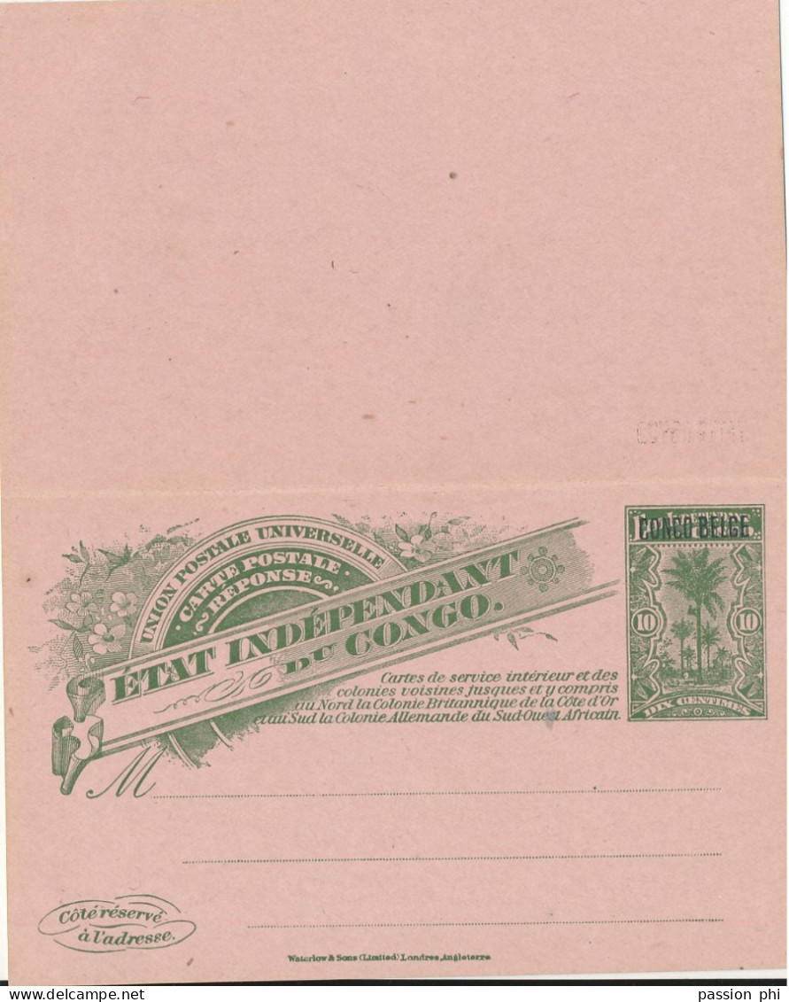 ZAC BELGIAN CONGO SBEP 25P "PRINCES" UNUSED - Stamped Stationery