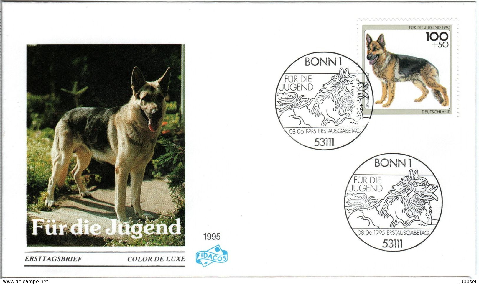 GERMANY  FDC,  German Shepherd Dog     /     ALLEMAGNE  Lettre De Première Jour, Chien De Berger   1995 - Hunde