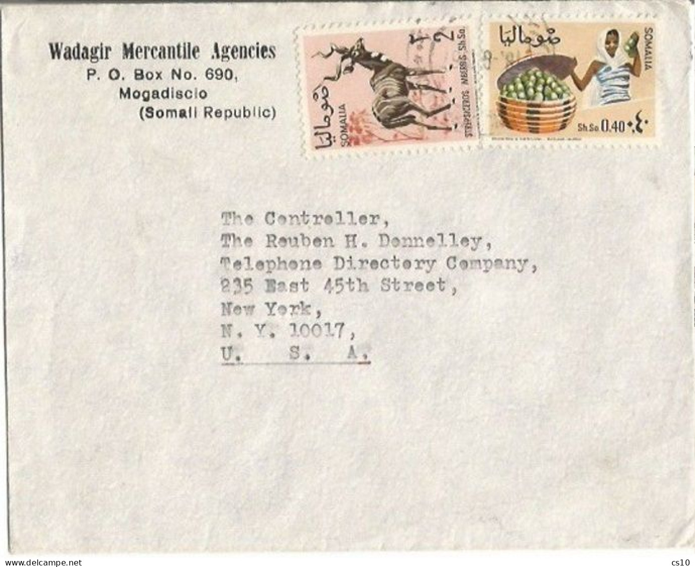 Antelopes Of Somalia Issue 60's S2 + Other Commerce AirmailCV M.shu 18aug1967 To USA - Somalia (1960-...)
