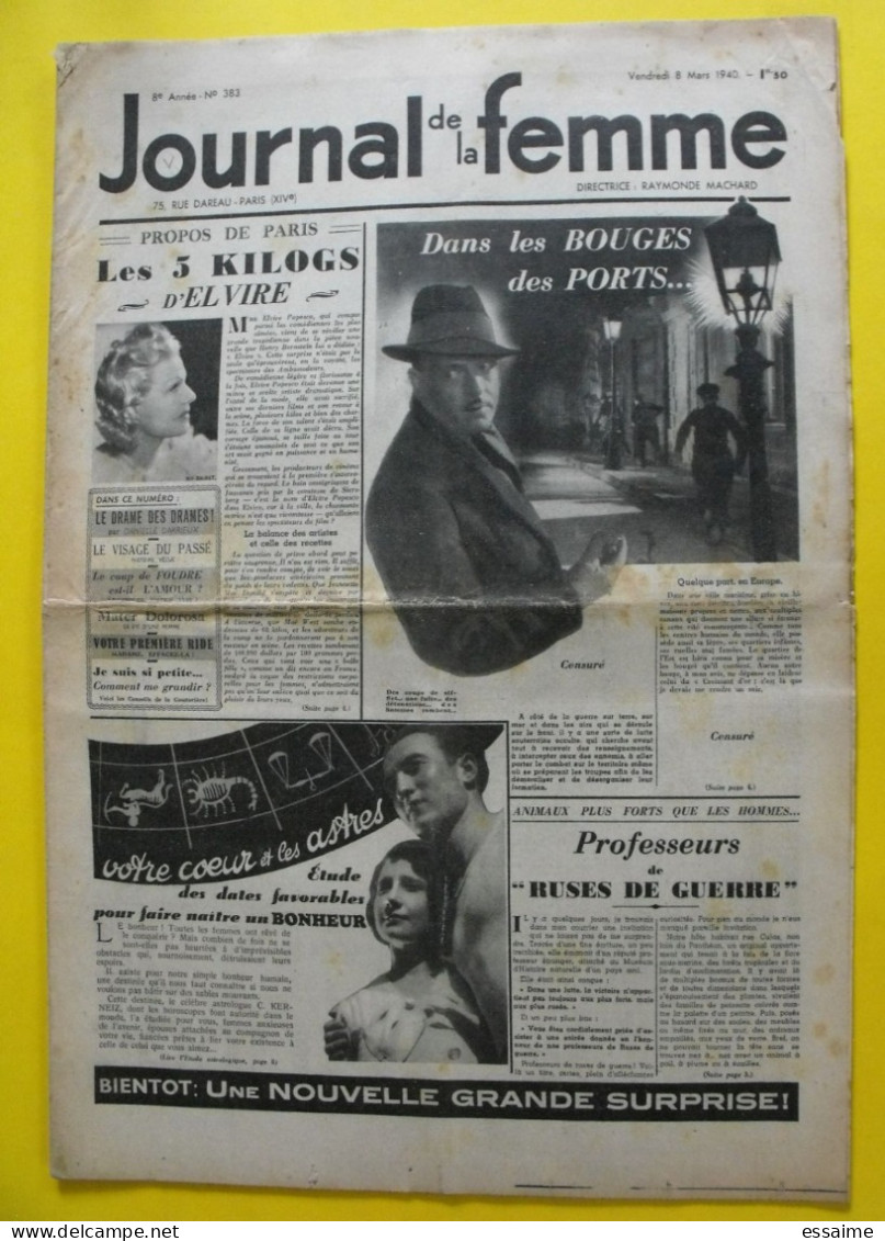 5 N° De Le Journal De La Femme De 1940. Revue Féminine. Guerre Mireille Hitler Raid D'avions Enrôlement Des Femmes - 1900 - 1949