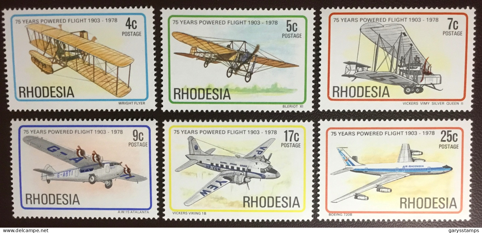Rhodesia 1978 Powered Flight Anniversary Aircraft MNH - Rhodésie (1964-1980)