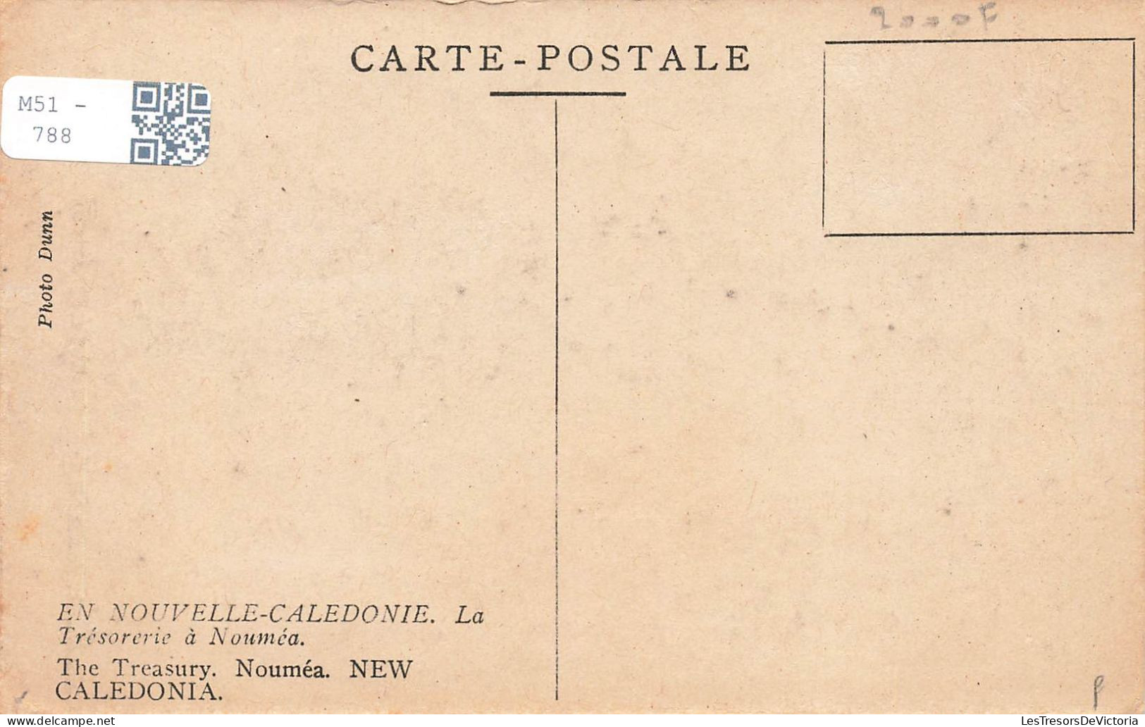 NOUVELLE CALÉDONIE - La Trésorerie à Nouméa - Carte Postale Ancienne - Nuova Caledonia
