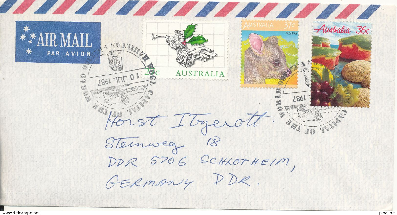 Australia Air Mail Cover Sent To Germany DDR 20-6-1987 Topic Stamps - Cartas & Documentos