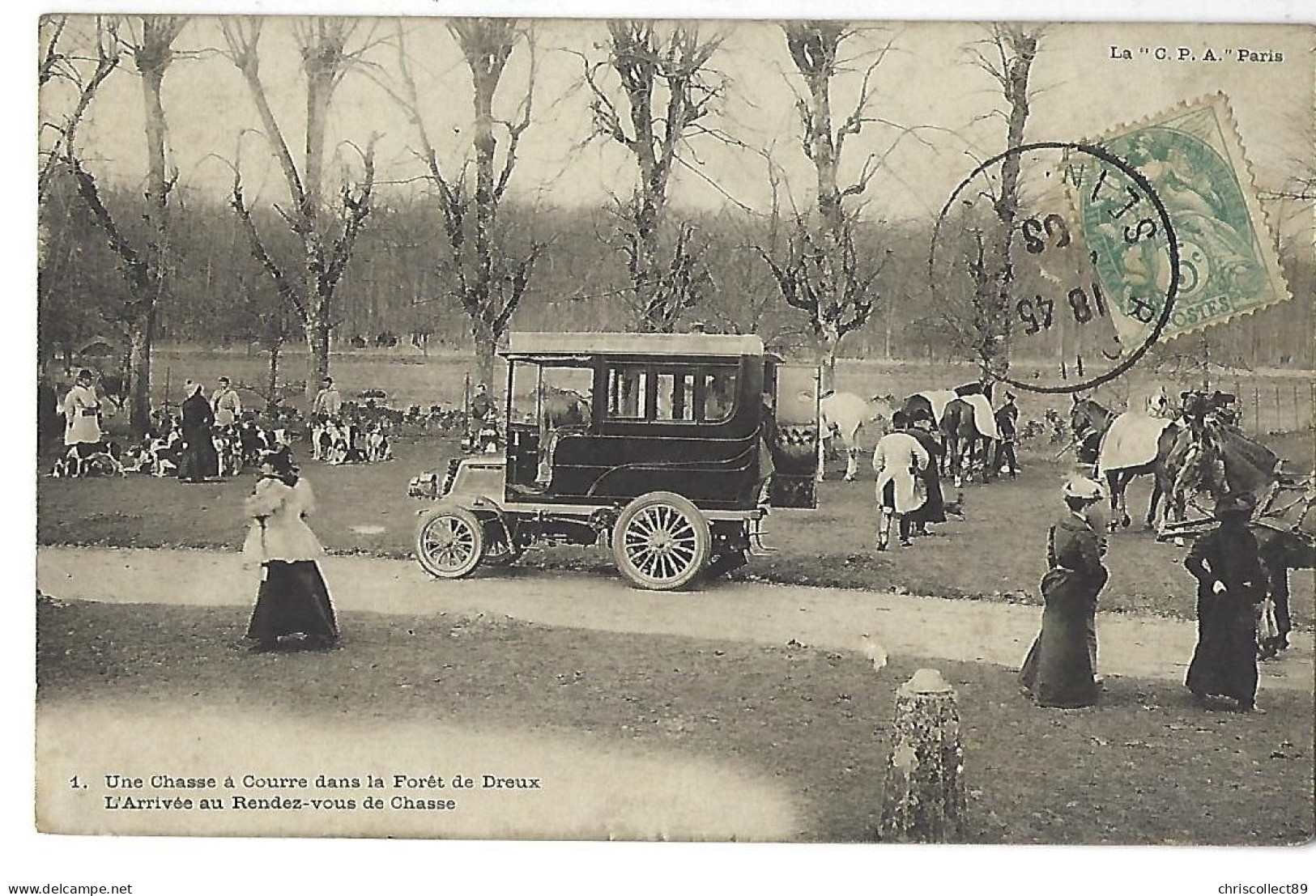 Carte Postale  :Dreux - Une Chasse à Courre Dans La Forêt De Dreux- L'arrivée Au Rendez Vous De Chasse - Dreux