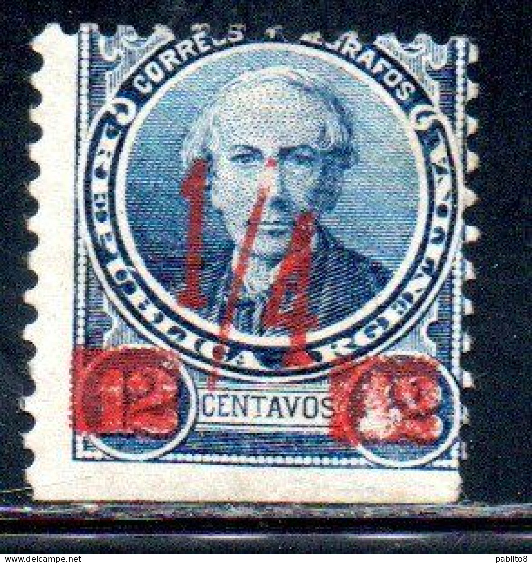 ARGENTINA 1890 JUAN BAUTISTA ALBERDI SURCHARGED 1/4 On 12c MH - Unused Stamps